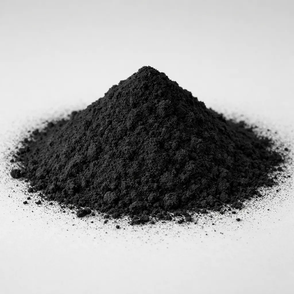 Furnace carbon black powder with ultra fine particles and deep black carbon structure material.